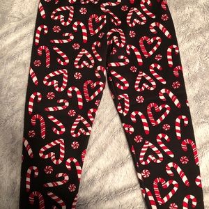 Fleece Lined Candy Cane Leggings